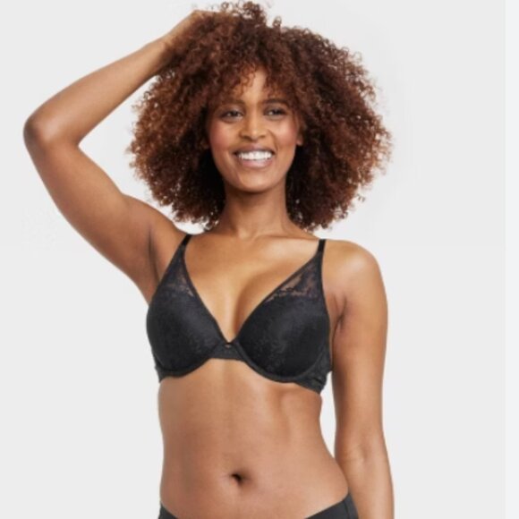 Auden Other - NWT Auden Women's 36C Black Push-Up Plunge Coverage Underwire Bra Lace Floral